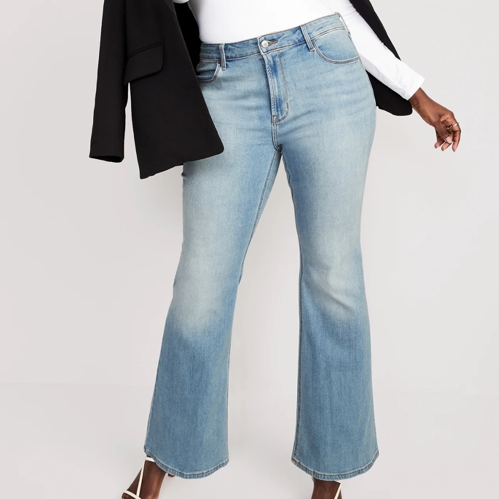 Old Navy Women Plus Size 22 Blue Light Wash Denim Boho High-Rise Flare Jeans
